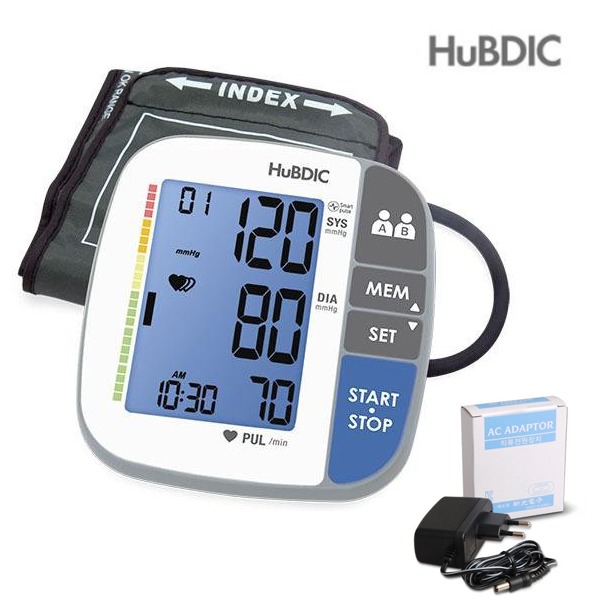 우주헬스케어 - 휴비딕 자동전자 혈압계 HBP-1800 + 전용아답터 가정용 혈압계
